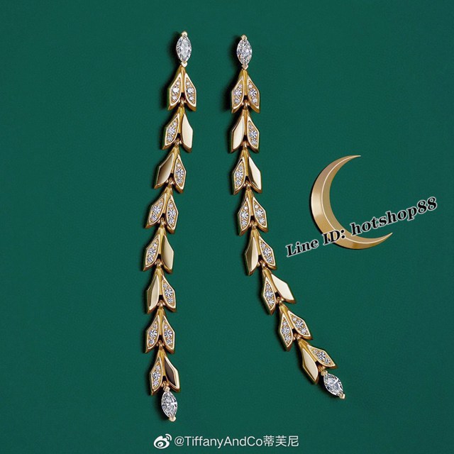Tiffany新款耳吊 蒂芙尼Paper Flowers花韻系列葉子流蘇耳環 zgb1662